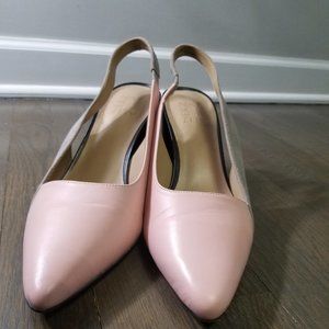 Women's Naturalizer Pink Leather & Gray Suede Slingback Pumps - Size 10